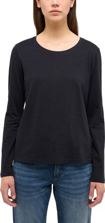 Mustang T-Shirt MUSTANG MUElly, Damen, Gr. L, schwarz, Jersey, Obermaterial: 100% Baumwolle, regular fit normal, Rundhals, Shirts T-Shirt