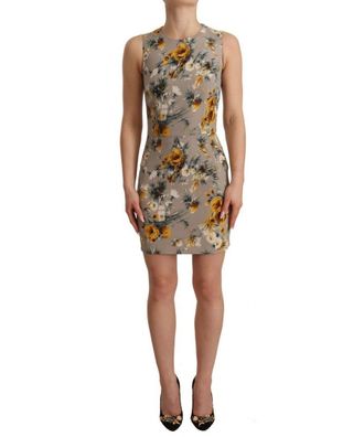 Dolce & Gabbana Womens Gray Silk Stretch Floral Sheath Mini Dress - Grey - Size 8 UK