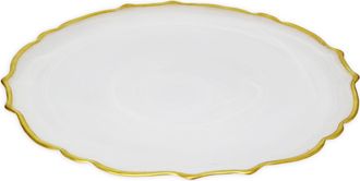 Classic Touch Set of 4 Chargers- Alabaster white