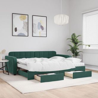 vidaXL Vidaxl - Divano Letto Estraibile Cassetti Verde Scuro 90x200cm Velluto