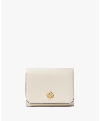 Kate Spade New York Womens Kayla Small L-Zip Wallet - White Leather - One Size