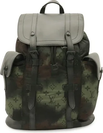 Louis Vuitton Black Green Multi-Color Nylon Leather Backpack (Pre-Owned)