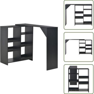 vidaXL The Living Store Tavolo da Bar con Scaffale Mobile Nero 138x39x110 cm - Scaffale mobile