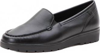 Ara Womens Dewitt Wedge Loafer - Wide In Black Leather