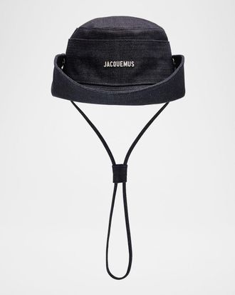 Jacquemus The de-Nimes Logo Cotton Denim Bucket Hat