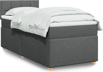 vidaXL Vidaxl - Cama Box Spring Con Colch&oacute;n Tela Gris Oscuro 80x200 Cm