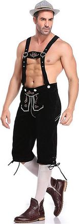 Generic Lederhosen Men Stag Do Outfit Oktoberfest Costume Men Mens Traditional German Bavarian Dungarees Suspender Embroidered Trousers Jumpsuit Playsuit Fanc