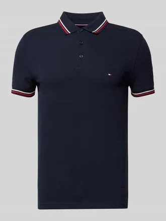 Tommy Hilfiger Slim Fit Poloshirt mit Logo-Stitching in Marine, Größe XXXL