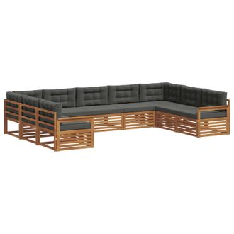 vidaXL Set Di Divani Da Esterno 9 Pz Naturale E Antracite Vidaxl