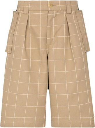 Jacquemus Geborduurde Plaid Shorts - Heren - Korte Broeken - Bruin - S - Polyester - Korte Broeken