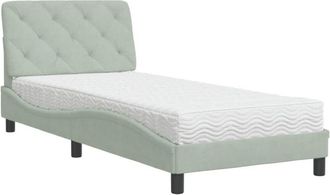 vidaXL Cama Con Colch&oacute;n Terciopelo Gris Claro 80x200 Cm Vidaxl