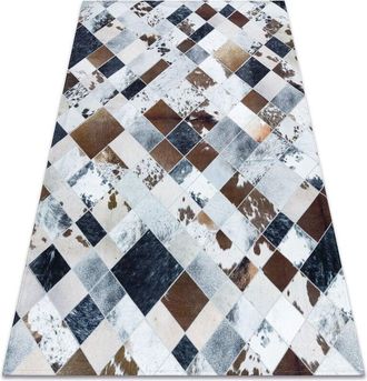 RugsX Rugsx - Carpet patchwork 21720 beige / brown - Cowhide, Diamonds multicolour 160x230 cm