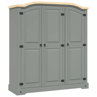 vidaXL Vidaxl - Armario Madera De Pino Mexicano Estilo Corona Gris 3 Puertas