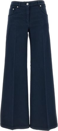 True Royal Wide-Leg Cropped Pants with High Waist