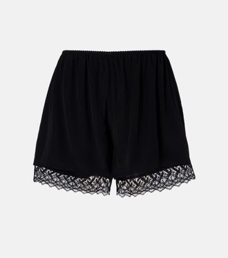 Simone Rocha Lace-trimmed satin shorts