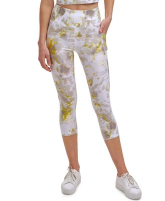 Calvin Klein Performance Printed Cropped Leggings In Enlighten Daffodil