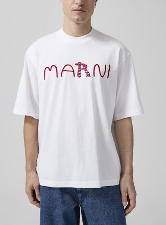Marni Mens Stylized red logo T-shirt