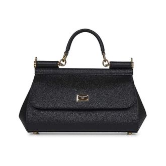 Dolce & Gabbana Handbags, female, Black, Size: ONE SIZE Medium Sicily Handbag