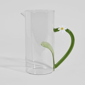 Maisons du monde Jarra de vidrio con asa floral de 1,4 L