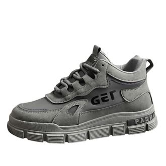 Generic Mens Board Shoes High-Top Flat Bottom Canvas Trainers Light Solid Color Fashion Casual Shoes Lightweight Comfortable Sports Shoe for Board Spring Summ