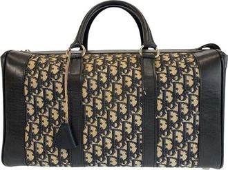 Dior Blue Canvas & Leather Boston Handbag (Authentic Pre-Loved)