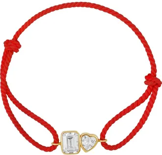 SHYMI Cubic Zirconia Corded Slider Bracelet in Gold/red at Nordstrom