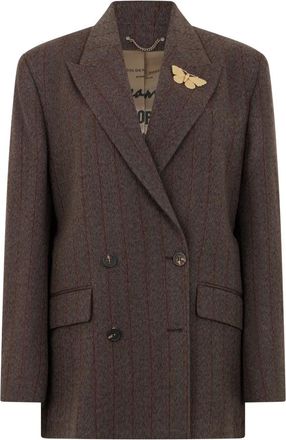 Golden Goose Blazers, female, Brown, Size: S Pinstripe Blazer