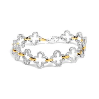 House of Brilliance Silver 1/10 Cttw Natural Round Diamond Fashion Tennis Bracelet in Yellow at Nordstrom