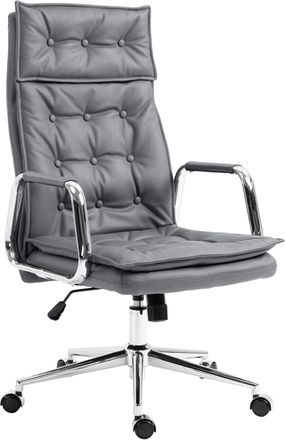 Clp Silla De Oficina Sotira De Cuero Genuino Gris