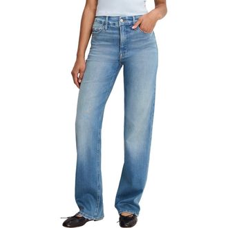 Good American Soft-Tech Good True Relaxed Straight Leg Jeans in Indigo1125 at Nordstrom, Size 18