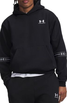 Under Armour Icon Fleece Taped Hoodie in Ultimate Black/white at Nordstrom, Size Xxx-Large