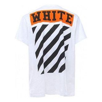 Off-white Stripe Logo Printing Short Sleeve Ordinary Version White OMAA002G20JER0100119