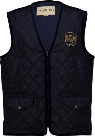 Valentino Garavani Lichtgewicht Nylon Vest Met Geborduurd Patch - Heren - Bodywarmers - Blauw - L - Nylon - Jassen