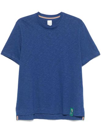Paul Smith logo-tag T-Shirt - men - Linen/Flax/Cotton - M - Blue