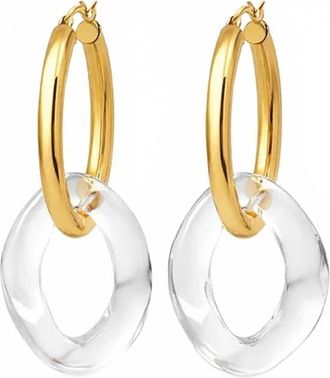 Gold & Honey Womens Lucite Curb Link Hoop Earrings In Clear