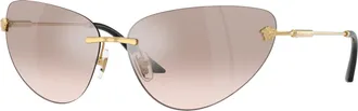 Versace Brown Mirror Silver Cat Eye Ladies Sunglasses VE2281 10028Z 64