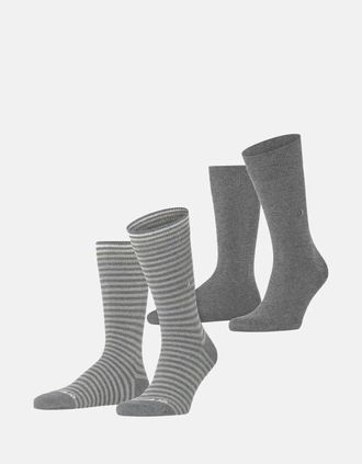 Burlington Womens BURLINGTON MENS EVERYDAY STRIPE 2-PACK SOCKS LIGHT GREY MELANGE - Grey/Grey - Size: 13/6.5/7/7.5/11.5/5/12/5.5/12.5/6/10/3.5/10.5/4/11/4.5/8/2