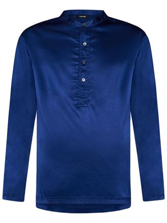 Tom Ford T-shirt Henley a maniche lunghe - Blu