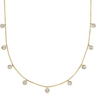 Ross-Simons Lab-Grown Diamond Station Drop Necklace in 18kt Gold Over Sterling