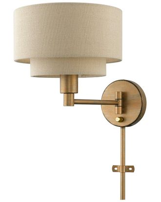 Livex Lighting 1 Light Antique Gold Leaf Swing Arm Wall Lamp