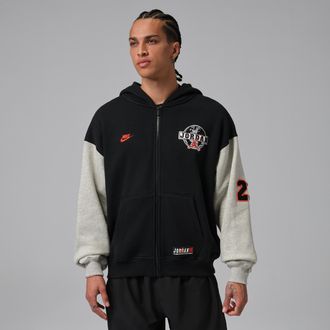 Nike Jordan Mens Jordan Brooklyn Oversized Full-Zip Hoodie in Black | IO9823-010