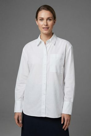 Comma Langarmbluse COMMA, Damen, Gr. 34, wei&szlig;, Web, Obermaterial: 98% Baumwolle, 2% Elasthan, unifarben, l&auml;ssig geschnitten h&uuml;ftbedeckend, Rundhals, 1-Knopf