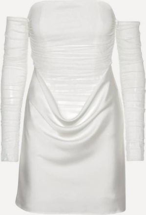 Rotate Womens Ruched Mini Dress In Egret