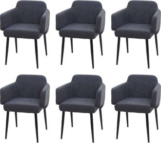 Hhg Nunca Usado] Lote De 6 Sillas De Comedor Hhg 073, Silla Tapizada Silla De Cocina Con Reposabrazos, Tela/textil Metal Mvg, Antracita