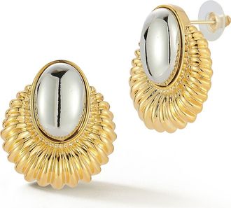 Glaze Jewelry Oval Halo Stud Earrings in Two Tone at Nordstrom Rack