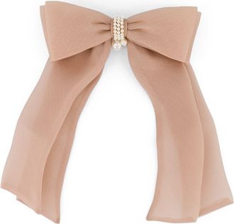 Alexandre de Paris Organza silk bow barette in Beige at Nordstrom