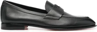 Santoni penny leather loafers - women - Calf Leather/Calf Leather/Calf Leather - 38 1/2 - Black