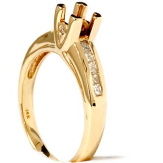 Pompeii3 1/3ct Princess Cut Diamond Semi Mount Ring 14K Gold Size Selectable