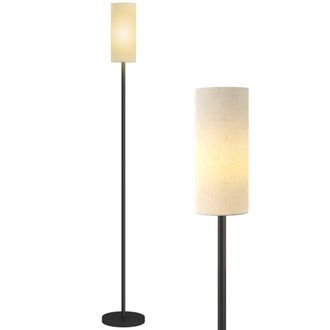 HOMCOM Floor Lamp with Linen Shade & Foot Switch for Living Room - White | TJ Hughes