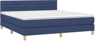 vidaXL Vidaxl - Cama Box Spring Con Colch&oacute;n Y Led Tela Azul 160x200 Cm